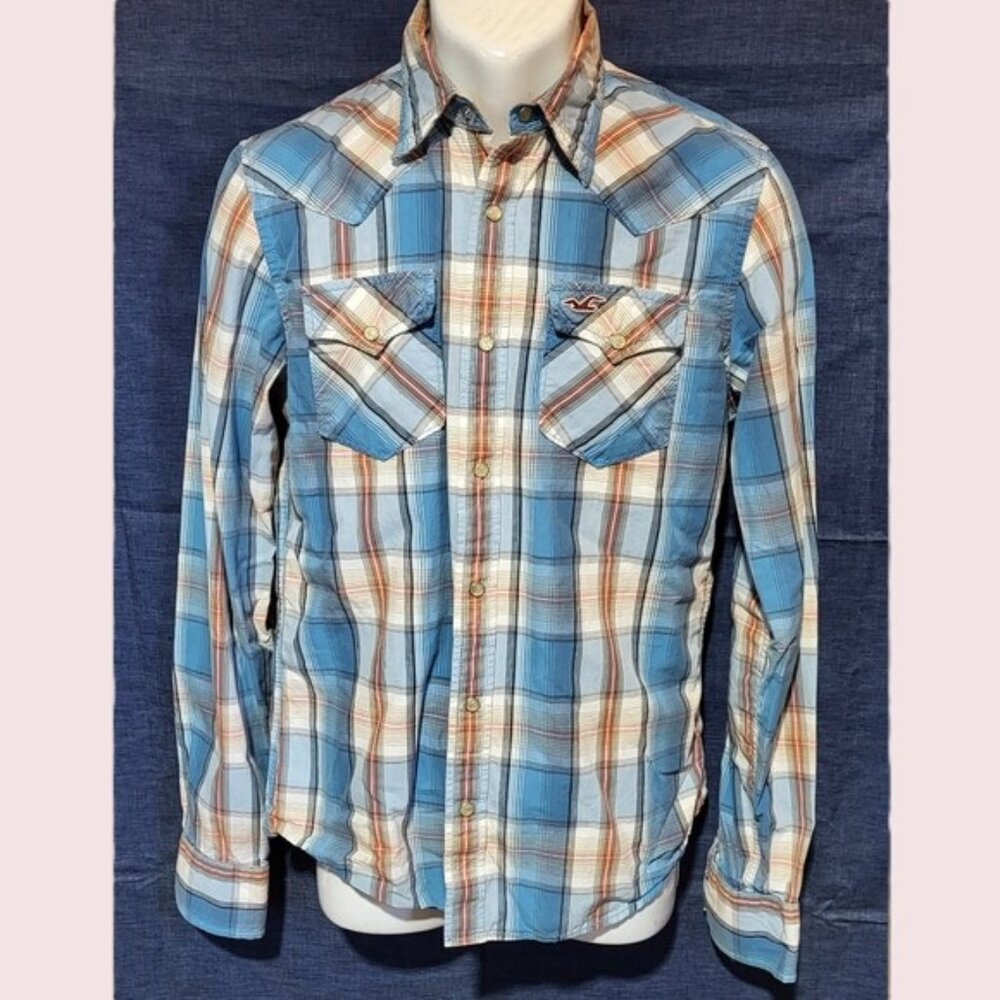 Hollister California western snap button LS shirt size small